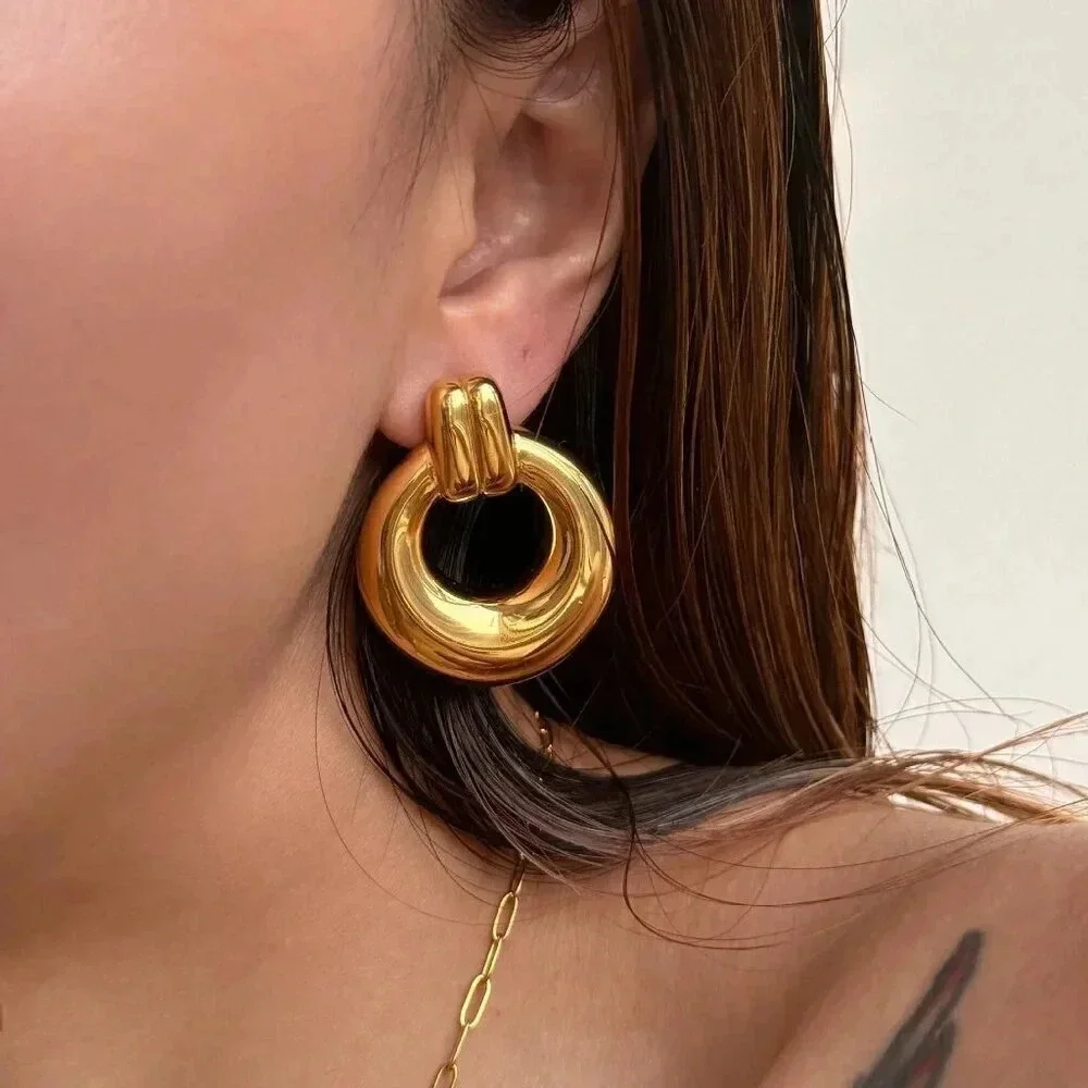 Women's Dainty 18K Gold Plated Stainless Steel Knot Statement Stud Earrings